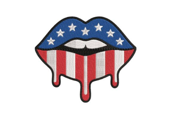 Dripping USA Flag Lips Embroidery Design Review