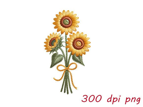 Embroidery Sunflower Clipart Design PNG Review
