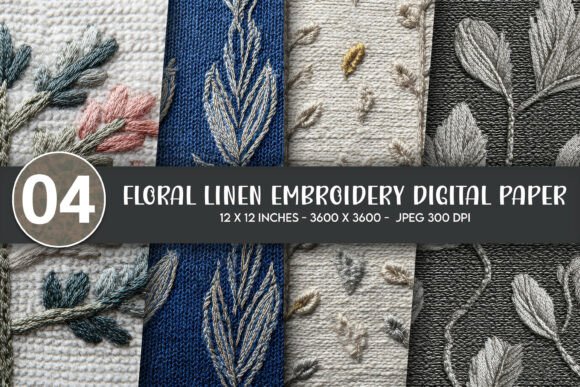 Floral Linen Embroidery Digital Paper Review