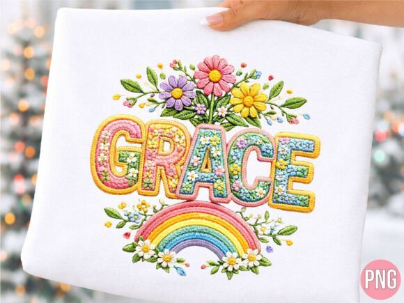 Grace Floral Embroidery Rainbow Name PNG Review