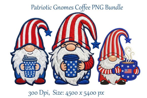 Patriotic Embroidery Gnomes Coffee PNG Review