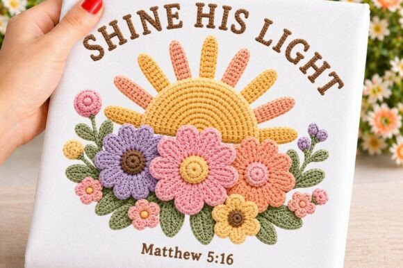 Shine His Light Floral Embroidery PNG Review