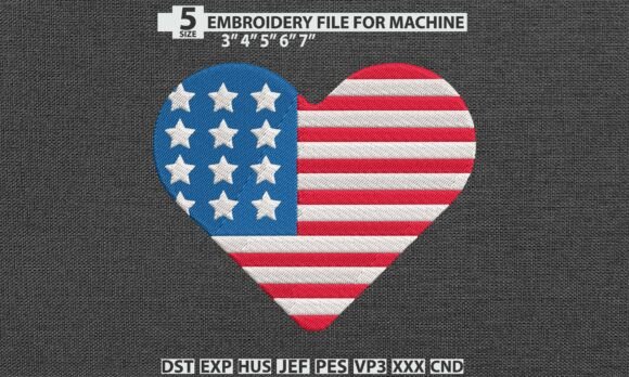 USA Flag Heart DST PES Embroidery File Review