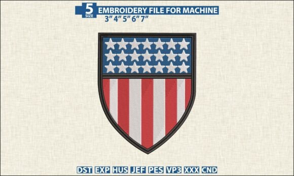 USA Flag Shield DST PES Embroidery File Review